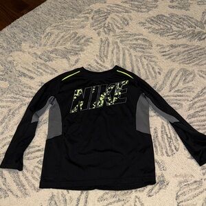 Nike Black and Gray Long Sleeve Dri-Fit with Neon Accents Youth Size Small